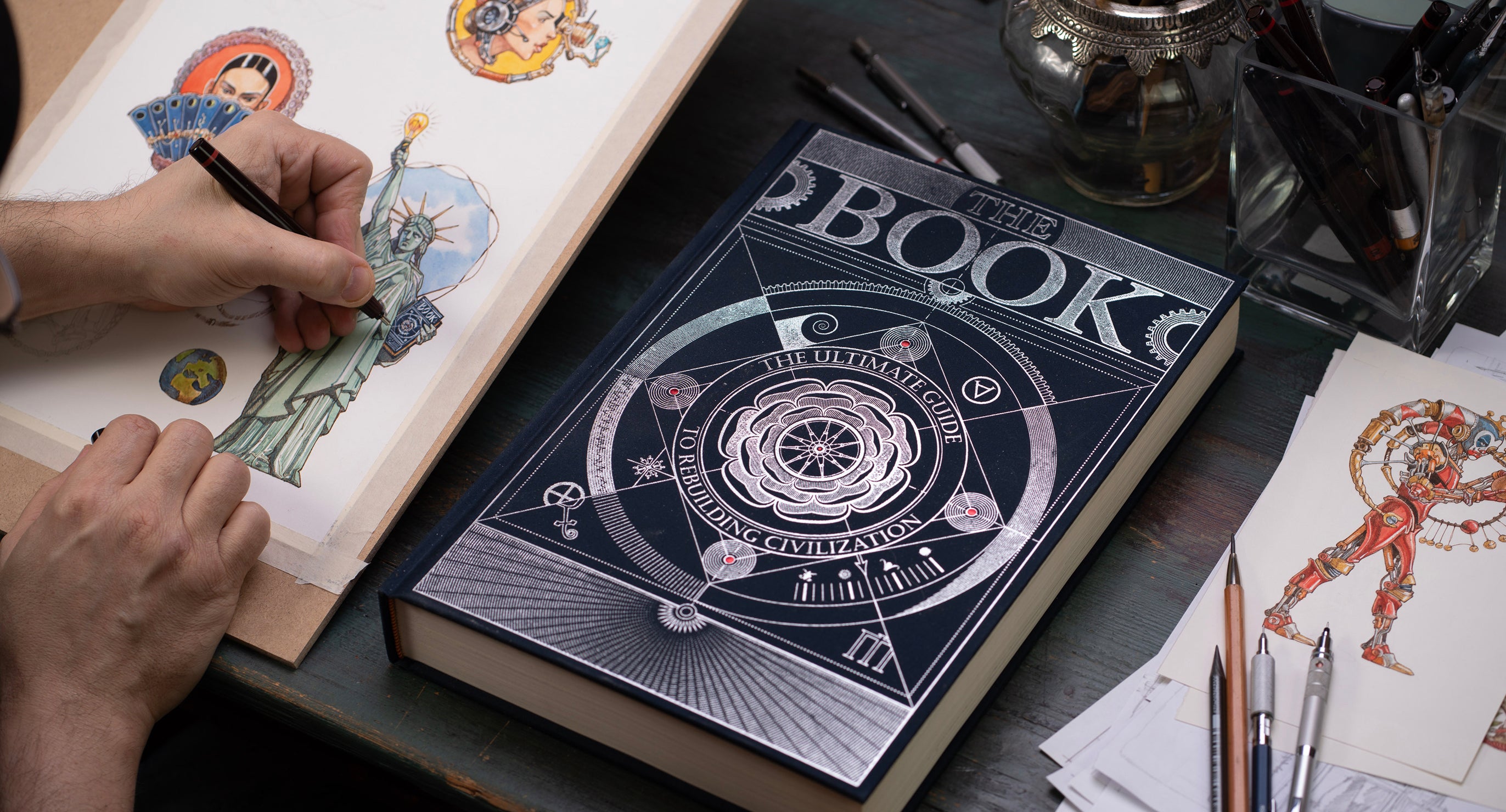 Lev Kaplan 正在为《The Book》套装绘制特别版贴纸